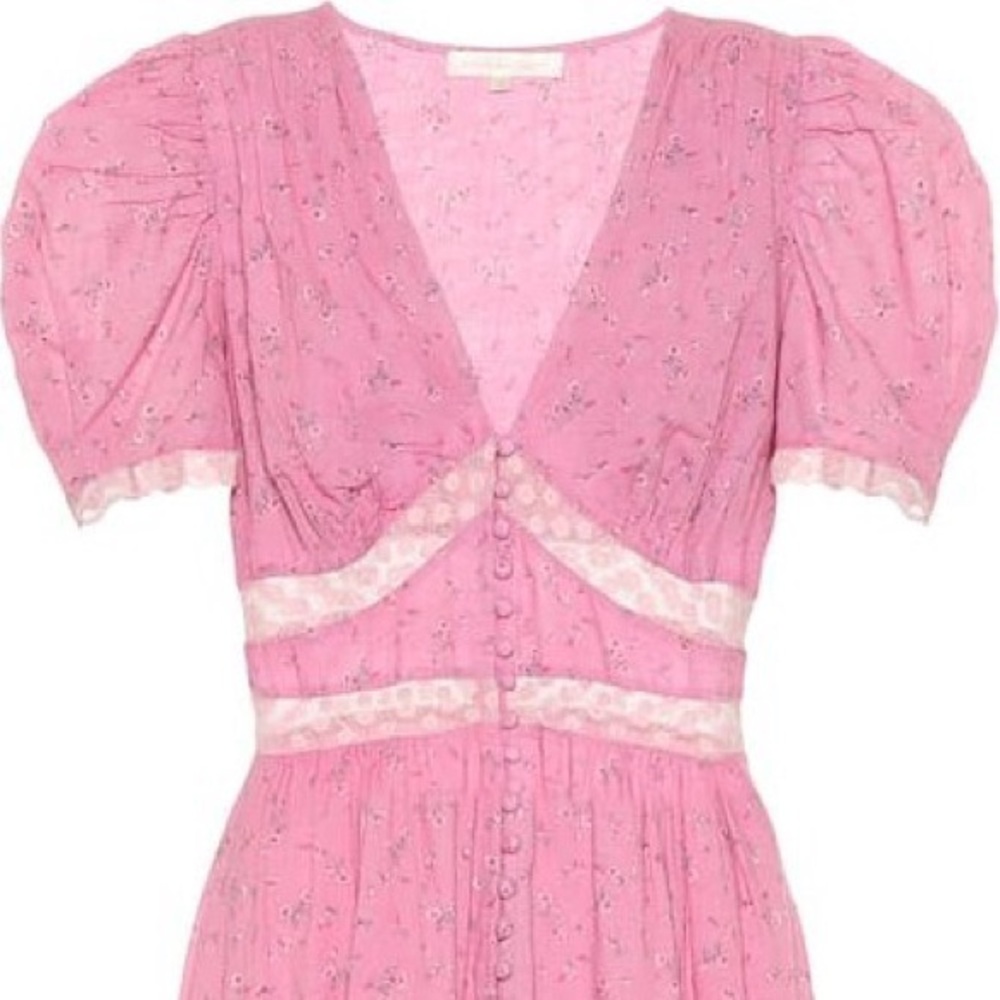 Love Shack Fancy Stacy Loral Cotton Midi Dress